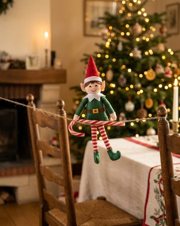 Le lutin en tyrolienne entre deux chaises
